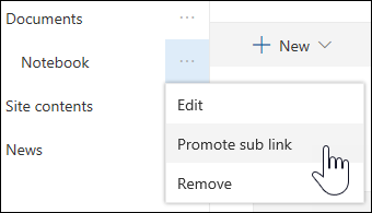 Promote a sub link to a primary link