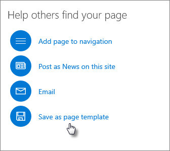 Promote panel showing Save as page template