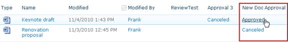 Clicking workflow status