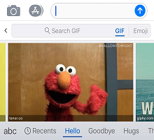 SwiftKey GIF search panel showing an animated image result