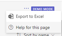 Export to Excel command in the More options menu