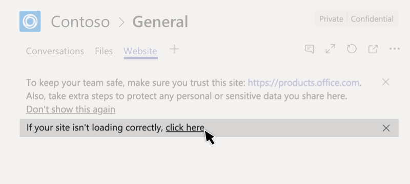 Website failed to load in a tab