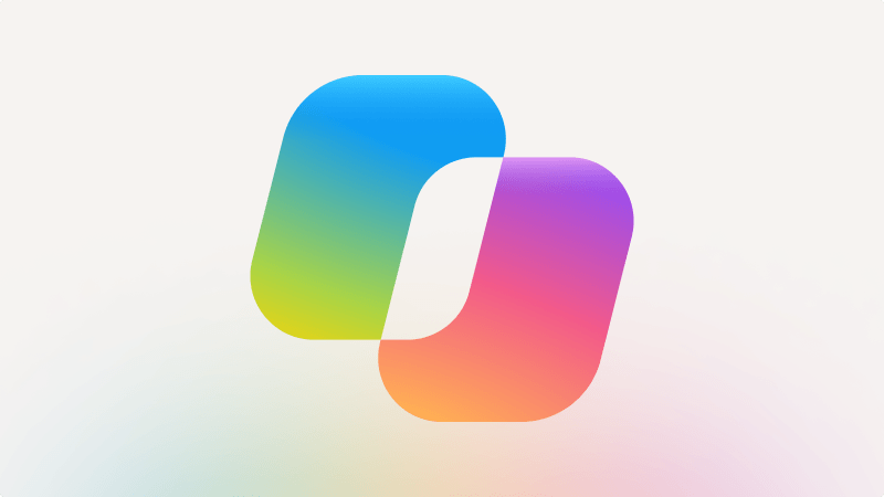Illustration of the Copilot logo with blue, green, purple, and orange gradient shapes.