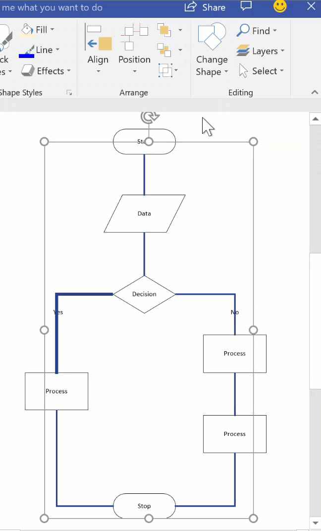 Screenshot showing the hidden animation of change shape