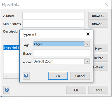 Screenshot showing the Hyperlink dialog box