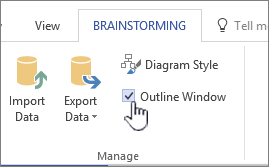 Check or uncheck outline window checkbox