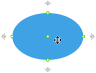 Screenshot showing that when you point at a shape, gray Autoconnect tools appear at the margin of the shape.