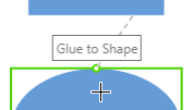 Screenshot showing the Custom connector dynamically glued to a shape.