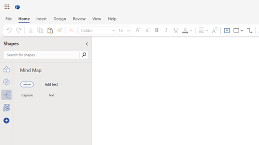 Screenshot of the Mind Map stencil has shapes that you can drag onto the canvas.