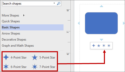Screenshot showing the mini toolbar with new basic shapes