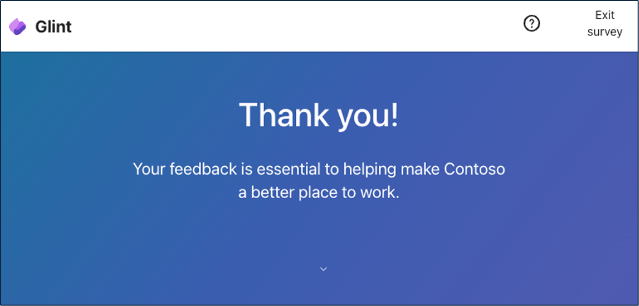 Viva Glint survey Thank You message