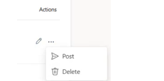 Post drafts action menu