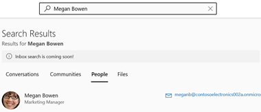 Inbox search screen