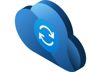 Blue cloud illustration with circular recovery arrows