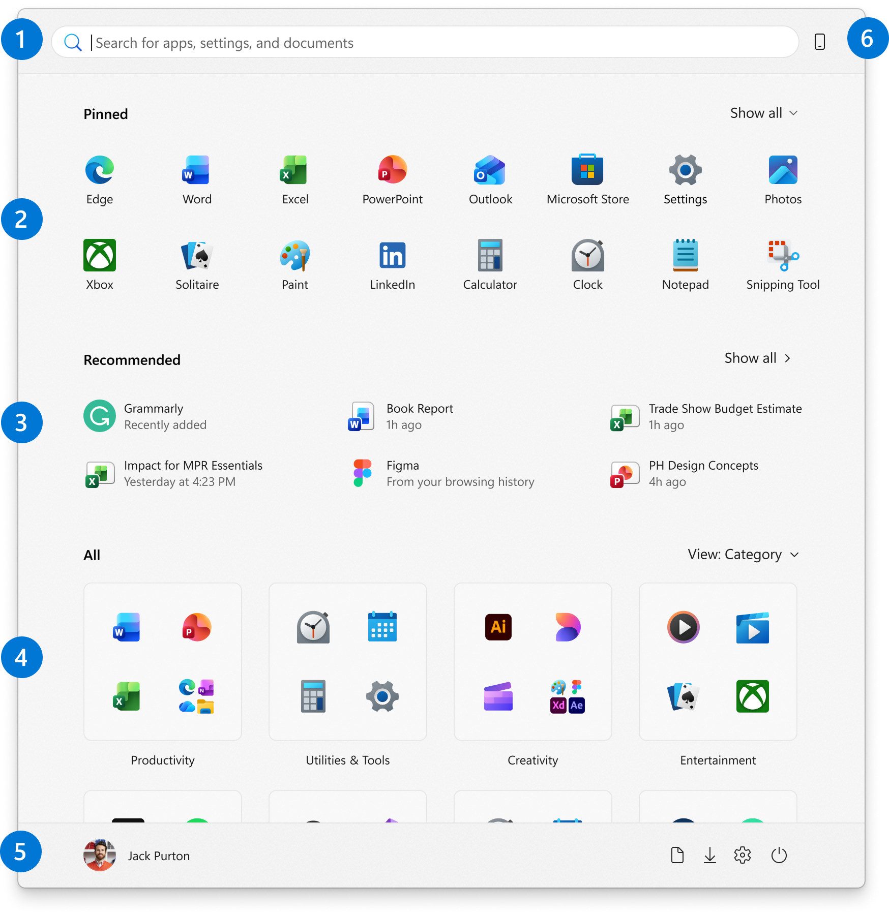 Screenshot of Windows Start Menu