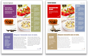 Two documents using different coordinated theme colors