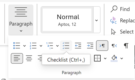 Insert Checklist Word