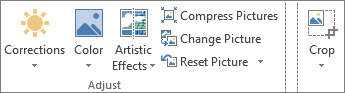 Picture tools for adjusting and cropping images