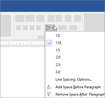 Options to change line spacing in Word