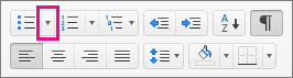 Click the arrow next to the bullets icon to select or add bullets.