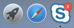 Screenshot showing offline indicator on the dock