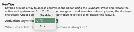 Choose your activation keystroke for KeyTips on your Mac