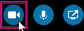 Click this to turn on your camera to show yourself during a Skype for Business meeting or video chat. This lighter blue indicates that the camera is not turned on.