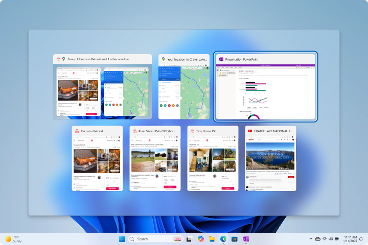 Screenshot of task switching in Windows with Alt+Tab.
