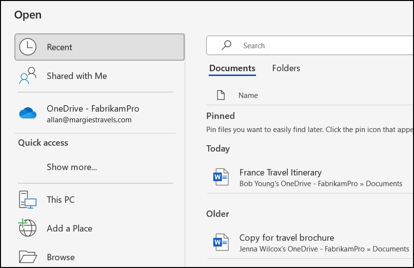 Open document