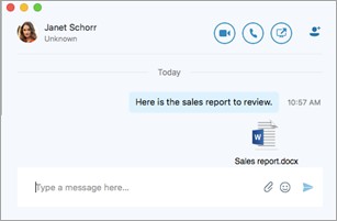 Chat window with file attached